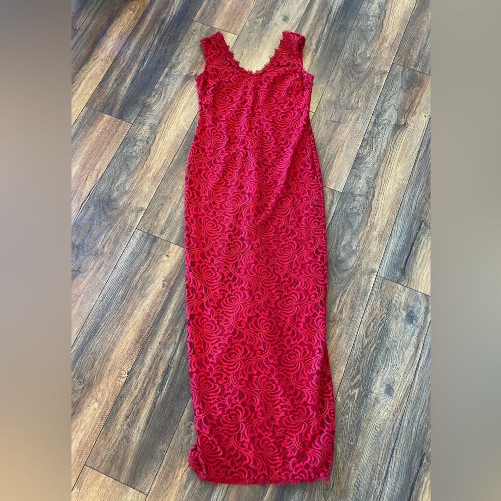 Marina Maternity Red Lace Formal Gown Dress - Photo Shoot/Special Event - Sz S